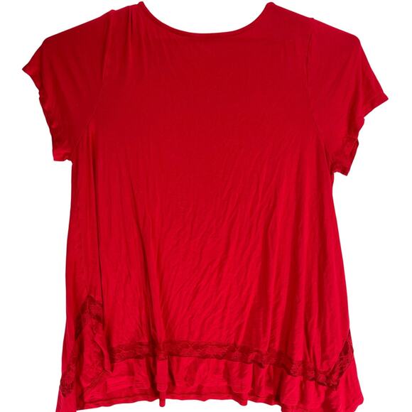 Lane Bryant Tunic Top Women Plus 18 / 20 Red Short Sleeve Relaxed Loose Fit - Picture 2 of 7